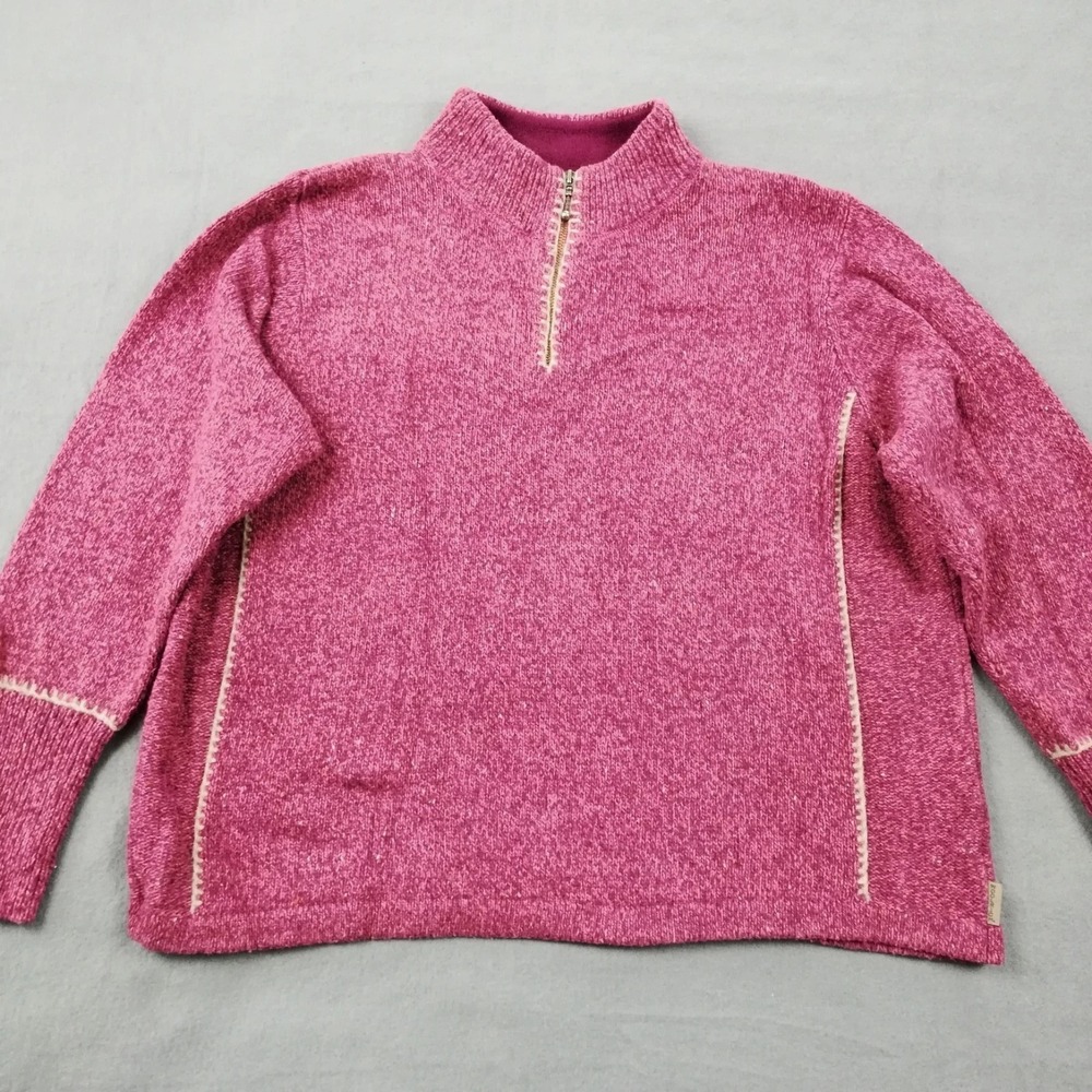 Woolrich Womens Sweater 1/4 Zip Heather Pink Purple‎ Dahlia Knit Wool Blend XL